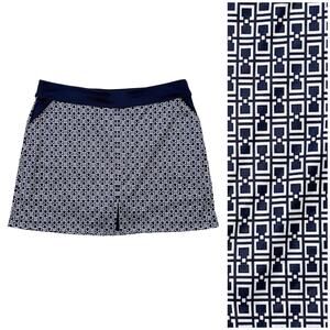 Callaway Golf Skort Skirt Sz L Navy Blue White Geometric Athletic Active Tennis